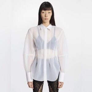 Dion Lee Sheer Organza White Corset Darted Shirt XXS